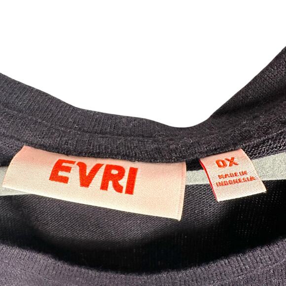 Evri Black With Bright Multicolor HOLIYAY Graphic Top Size 0X - Picture 5 of 5